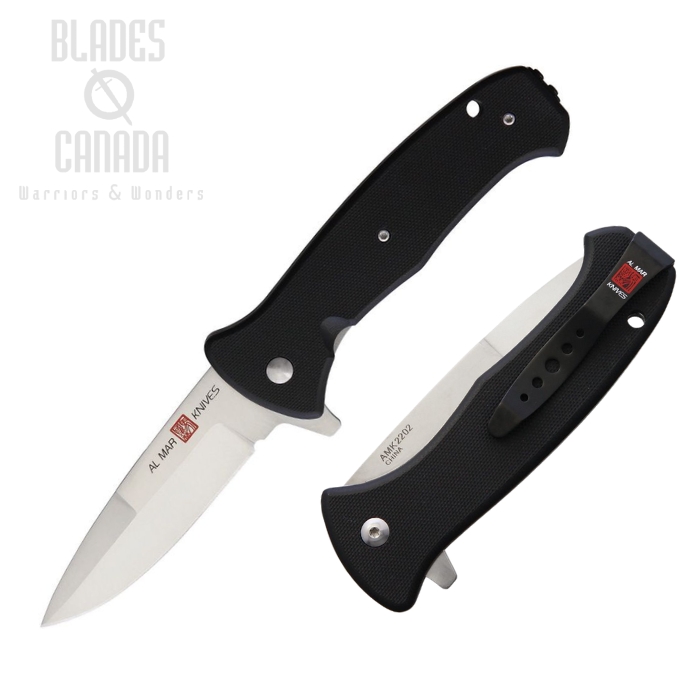 Al Mar SERE 2020 G Flipper Folding Knife, Assisted Opening, D2, G10 Black, AMK2202